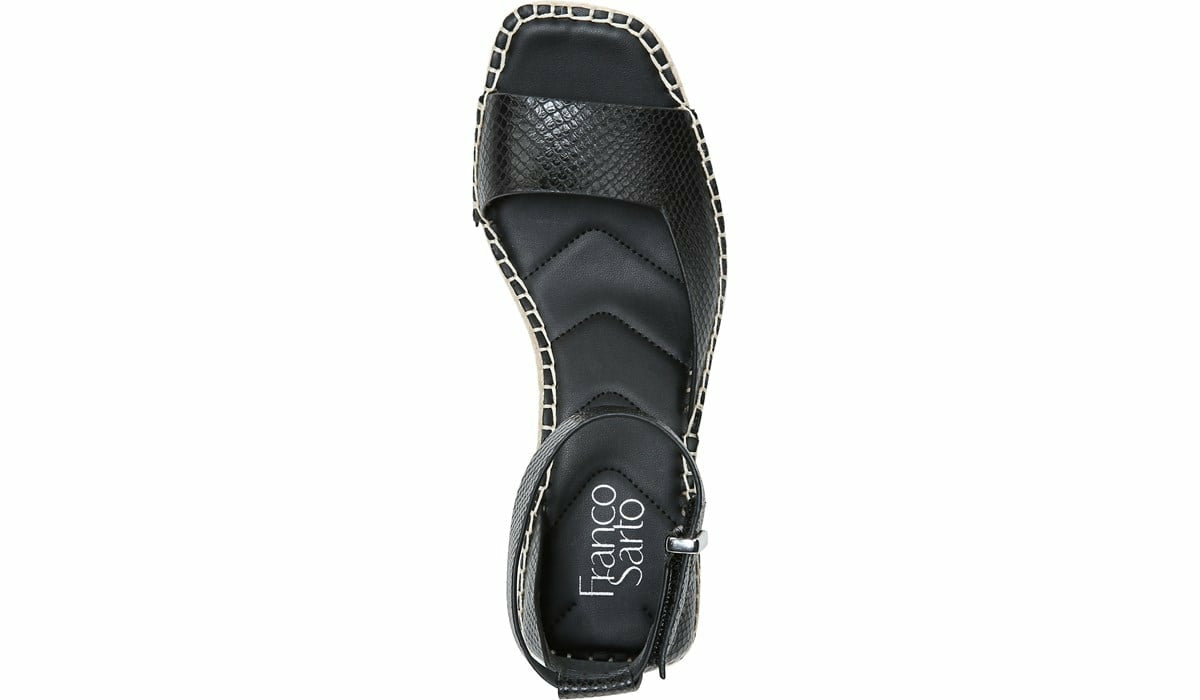 Franco Camera Espadrille Wedge Sandal - Black Snake Print Faux Leather