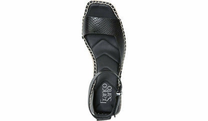 Franco Camera Espadrille Wedge Sandal - Black Snake Print Faux Leather
