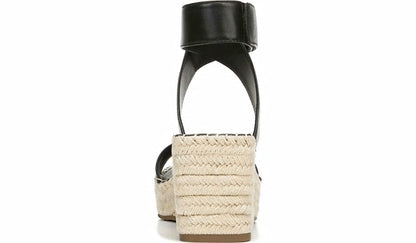 Franco Carezza Espadrille Wedge Sandal - Black Leather