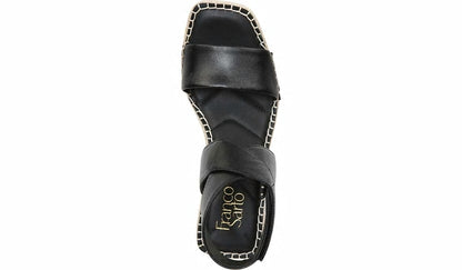 Franco Carezza Espadrille Wedge Sandal - Black Leather
