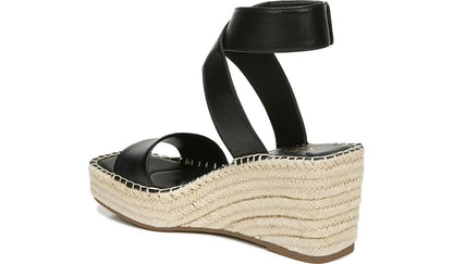 Franco Carezza Espadrille Wedge Sandal - Black Leather