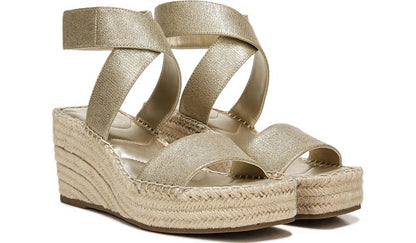 Franco Carezza Espadrille Wedge Sandal - Gold Faux Leather