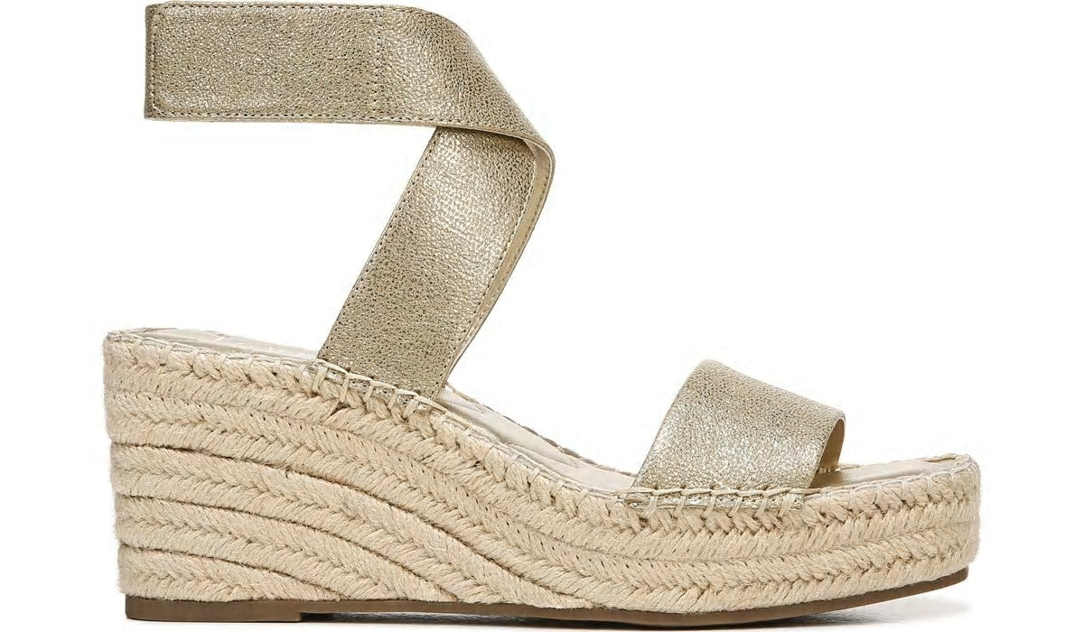 Franco Carezza Espadrille Wedge Sandal - Gold Faux Leather