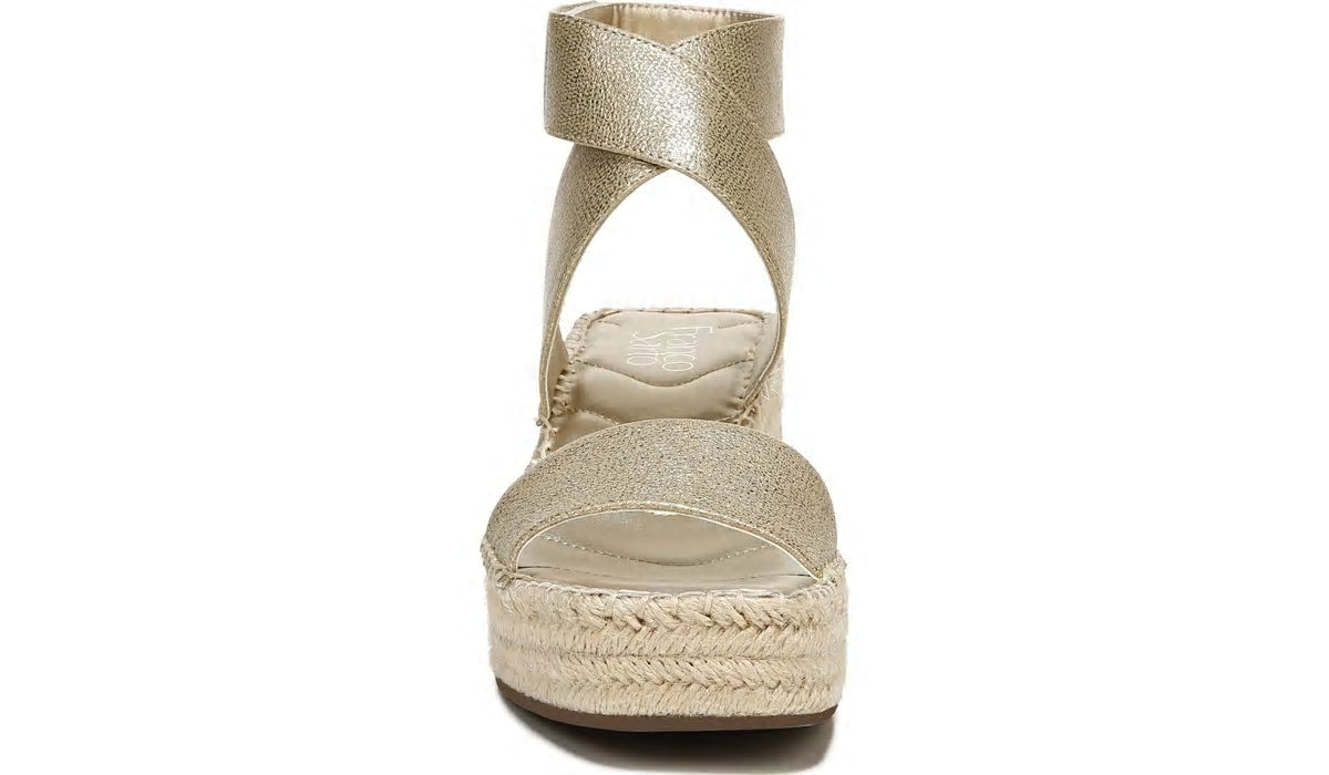 Franco Carezza Espadrille Wedge Sandal - Gold Faux Leather