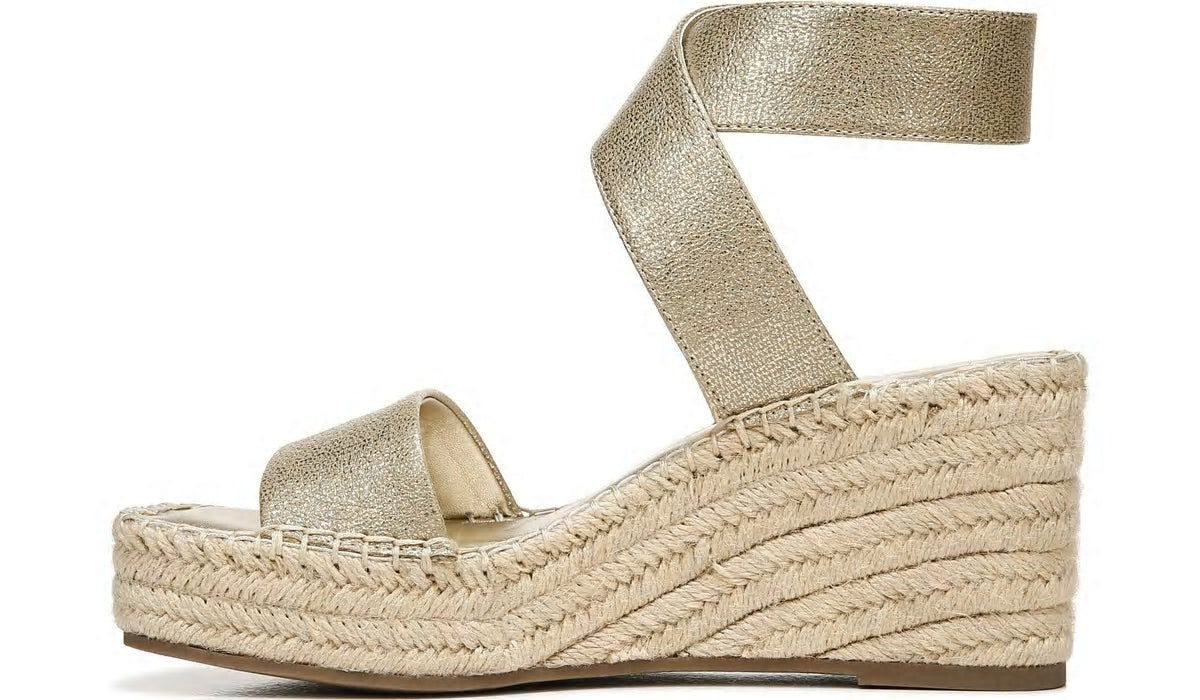 Franco Carezza Espadrille Wedge Sandal - Gold Faux Leather