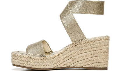 Franco Carezza Espadrille Wedge Sandal - Gold Faux Leather