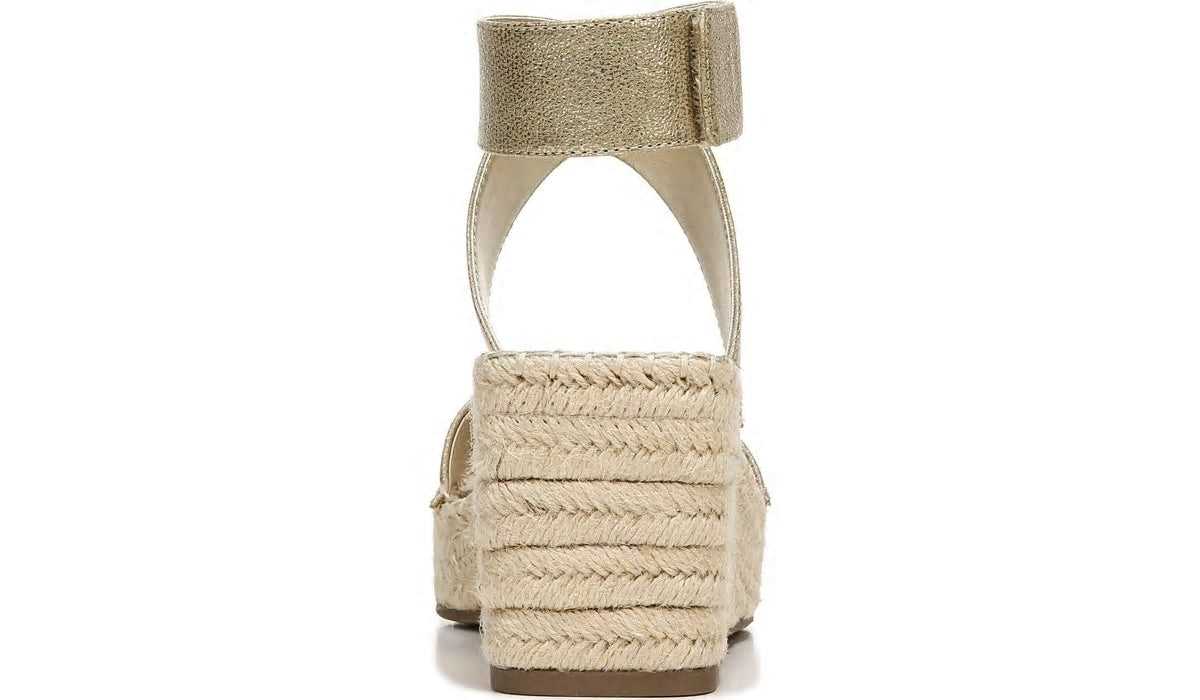 Franco Carezza Espadrille Wedge Sandal - Gold Faux Leather