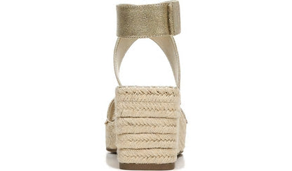 Franco Carezza Espadrille Wedge Sandal - Gold Faux Leather