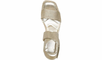 Franco Carezza Espadrille Wedge Sandal - Gold Faux Leather
