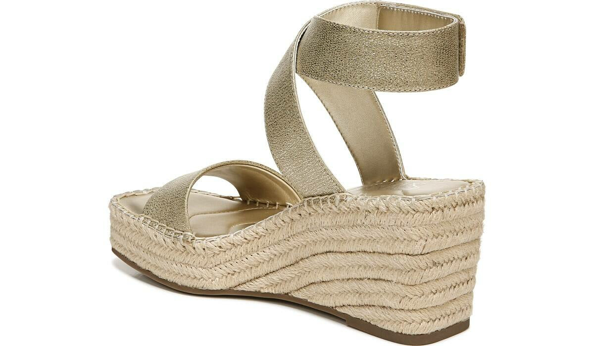 Franco Carezza Espadrille Wedge Sandal - Gold Faux Leather