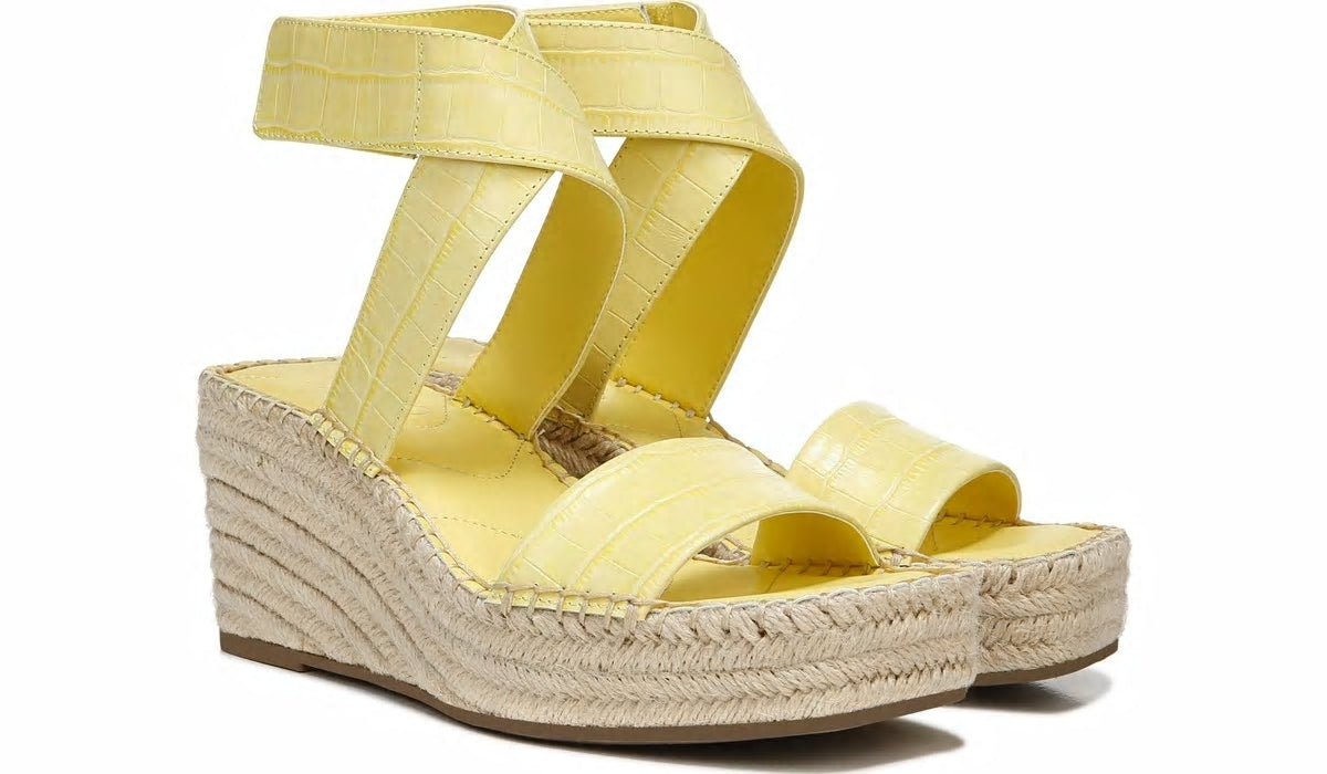 Franco Carezza Espadrille Wedge Sandal - Light Yellow Leather