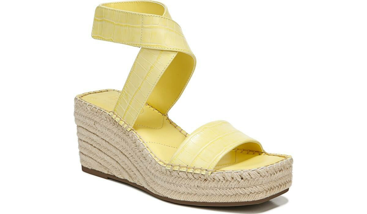 Franco Carezza Espadrille Wedge Sandal - Light Yellow Leather