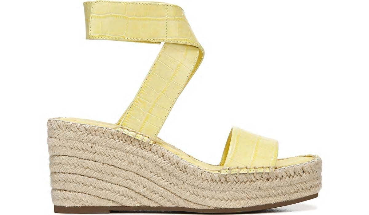 Franco Carezza Espadrille Wedge Sandal - Light Yellow Leather