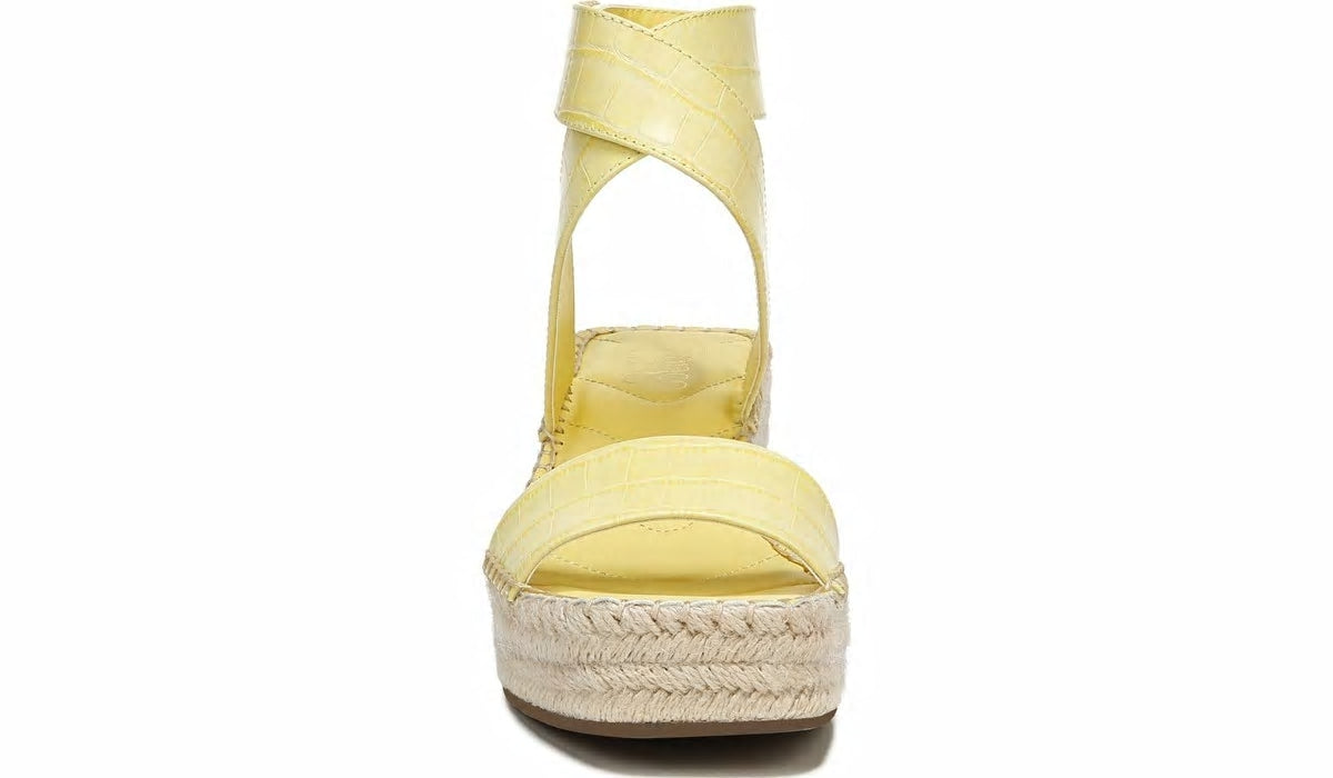Franco Carezza Espadrille Wedge Sandal - Light Yellow Leather