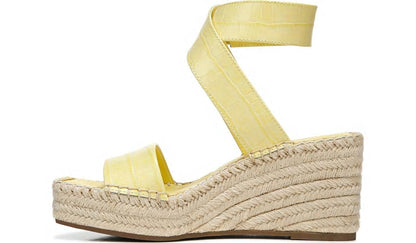 Franco Carezza Espadrille Wedge Sandal - Light Yellow Leather