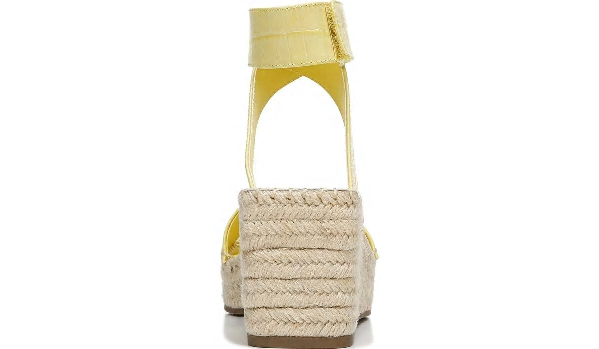 Franco Carezza Espadrille Wedge Sandal - Light Yellow Leather