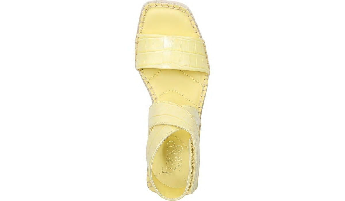 Franco Carezza Espadrille Wedge Sandal - Light Yellow Leather