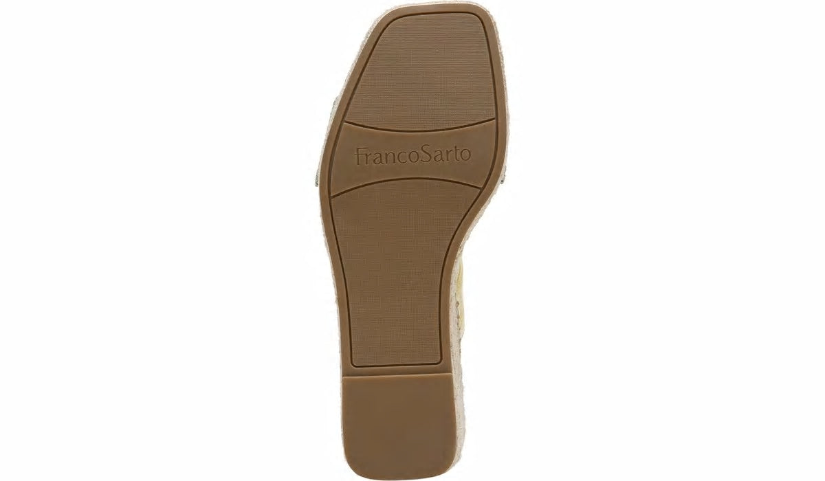Franco Carezza Espadrille Wedge Sandal - Light Yellow Leather