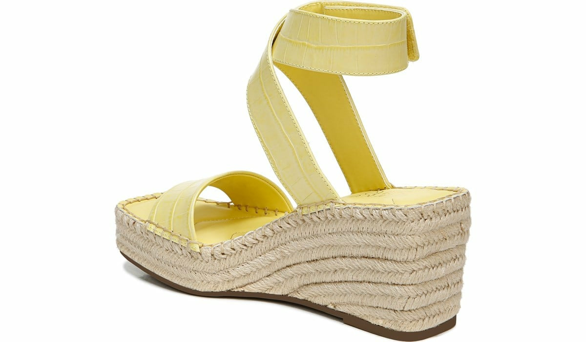 Franco Carezza Espadrille Wedge Sandal - Light Yellow Leather