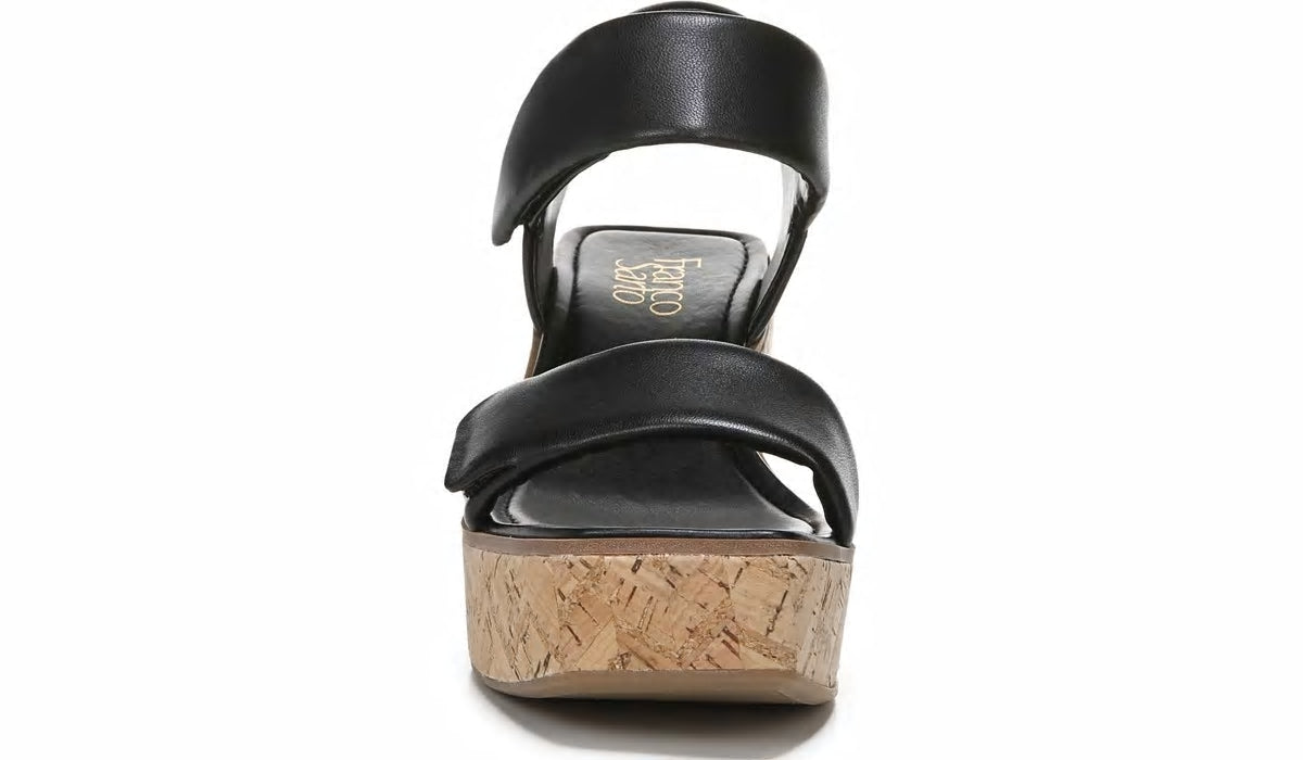 Franco Sweety Platform Wedge Sandal - Black Leather