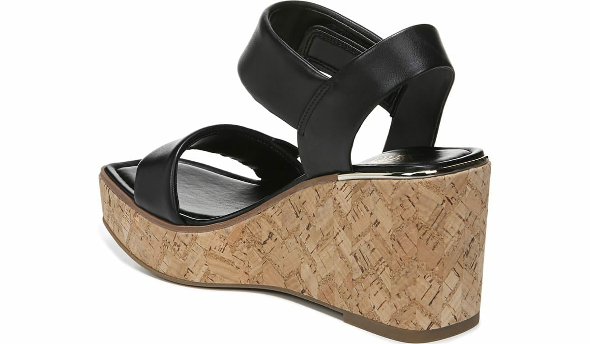 Franco Sweety Platform Wedge Sandal - Black Leather