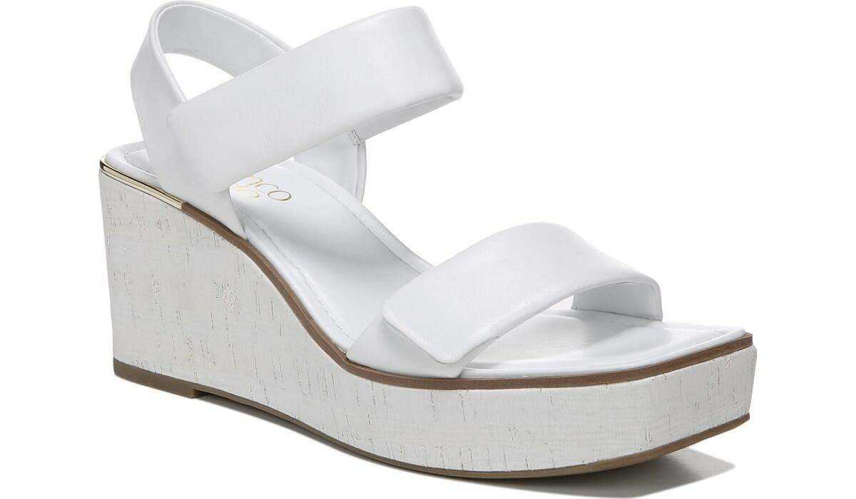 Franco Sweety Platform Wedge Sandal - White Leather