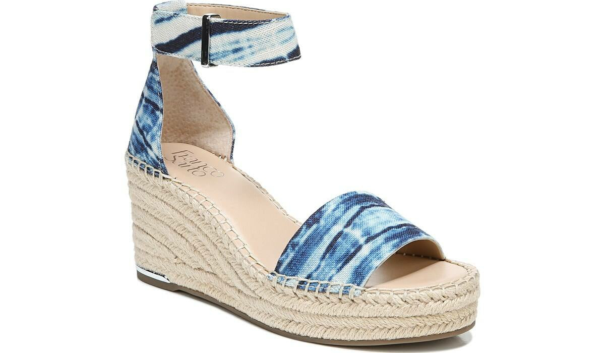 Franco Clemens Espadrille Wedge Sandal - Blue Canvas