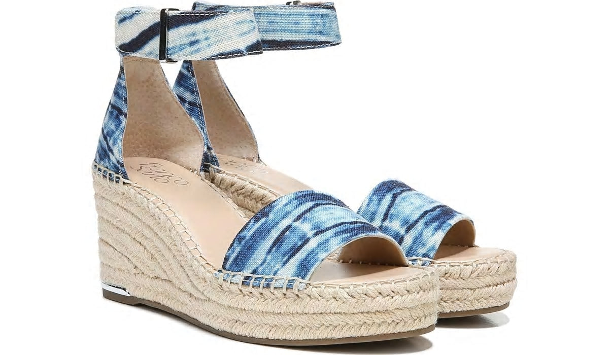 Franco Clemens Espadrille Wedge Sandal - Blue Canvas
