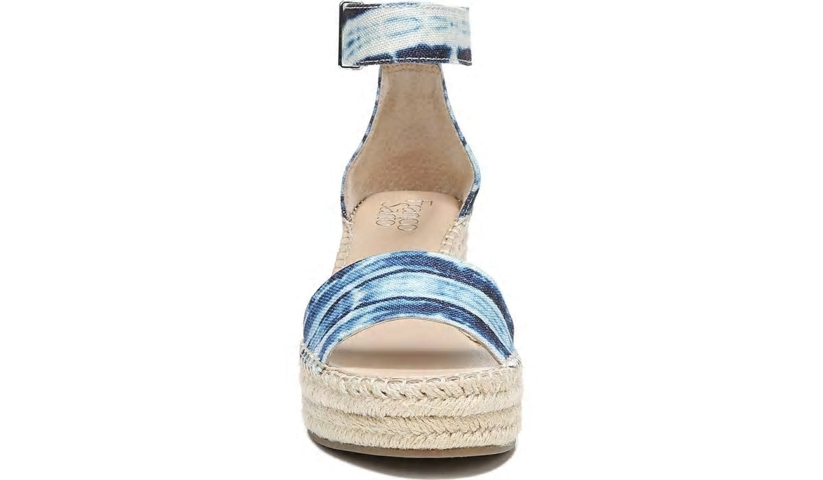 Franco Clemens Espadrille Wedge Sandal - Blue Canvas