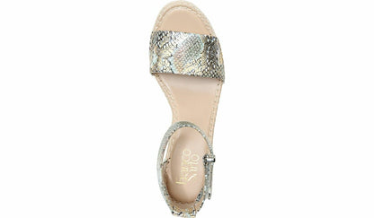 Franco Clemens Espadrille Wedge Sandal - Green Snake Print Faux Leather