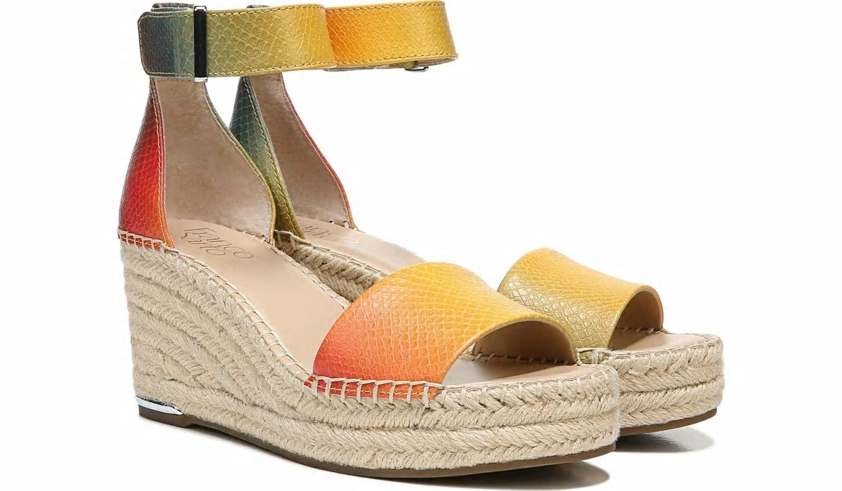 Franco Clemens Espadrille Wedge Sandal - Multi Snake Print Faux Leather