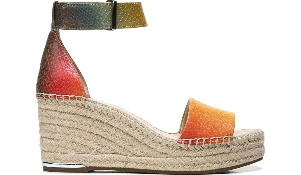 Franco Clemens Espadrille Wedge Sandal - Multi Snake Print Faux Leather