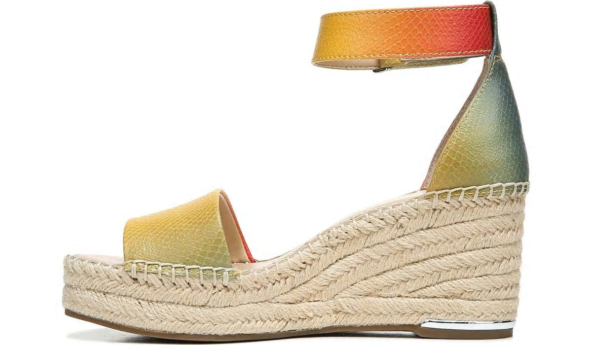 Franco Clemens Espadrille Wedge Sandal - Multi Snake Print Faux Leather