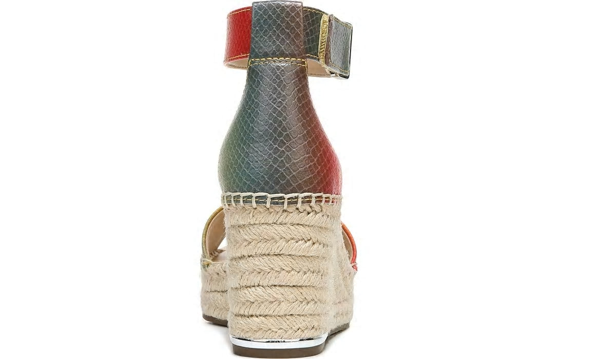 Franco Clemens Espadrille Wedge Sandal - Multi Snake Print Faux Leather
