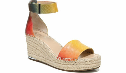 Franco Clemens Espadrille Wedge Sandal - Multi Snake Print Faux Leather