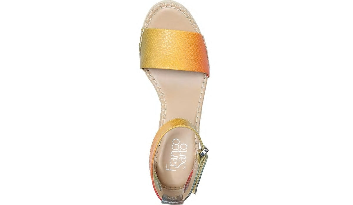 Franco Clemens Espadrille Wedge Sandal - Multi Snake Print Faux Leather