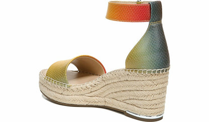 Franco Clemens Espadrille Wedge Sandal - Multi Snake Print Faux Leather