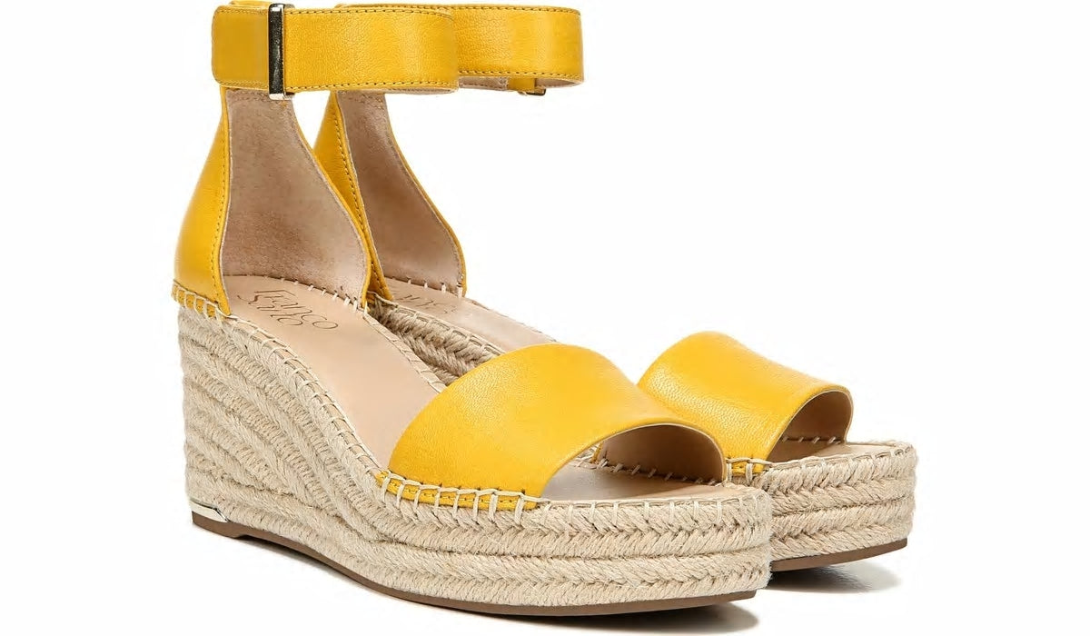 Franco Clemens Espadrille Wedge Sandal - Summer Yellow Leather