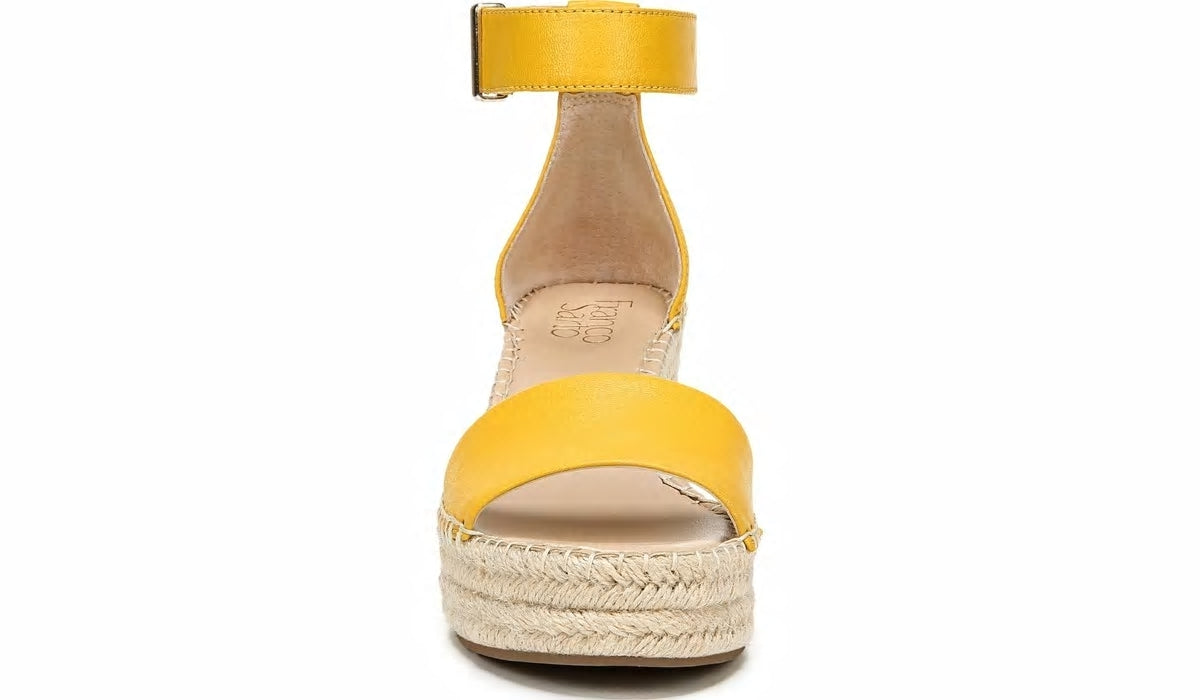 Franco Clemens Espadrille Wedge Sandal - Summer Yellow Leather