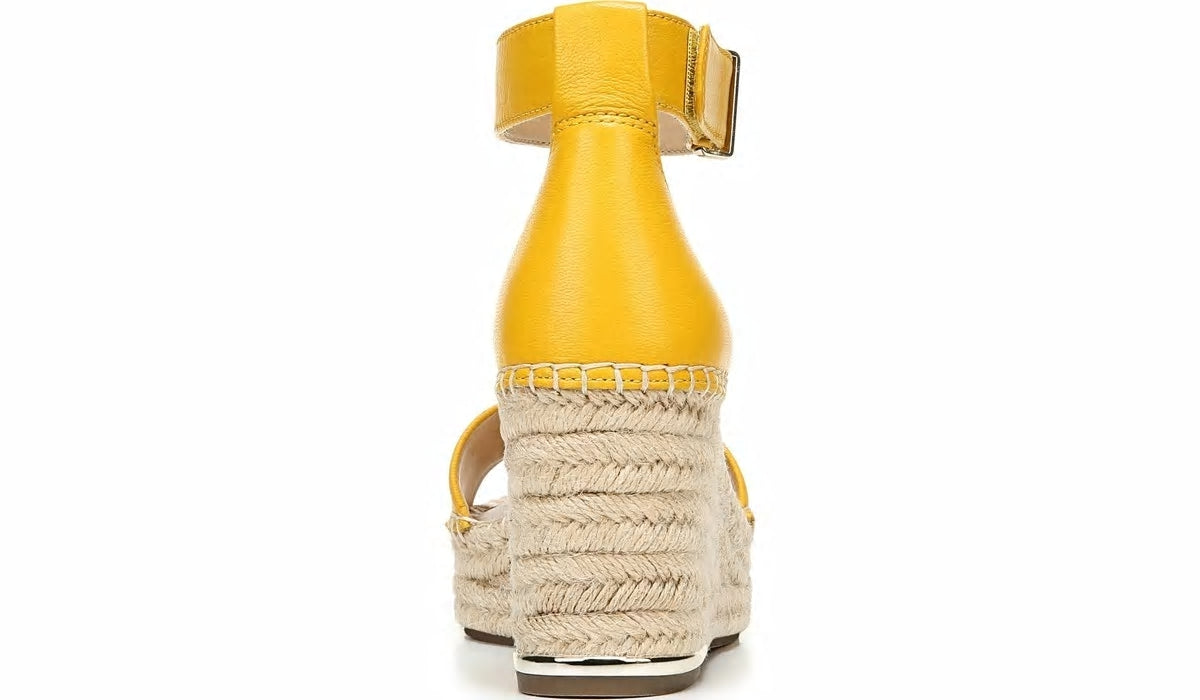 Franco Clemens Espadrille Wedge Sandal - Summer Yellow Leather