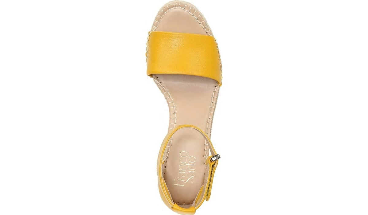 Franco Clemens Espadrille Wedge Sandal - Summer Yellow Leather