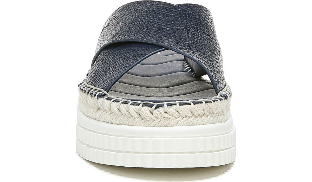 Franco Barb Platform Slide Sandal - French Navy Faux Leather
