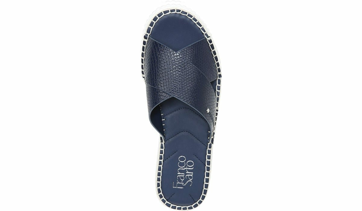 Franco Barb Platform Slide Sandal - French Navy Faux Leather