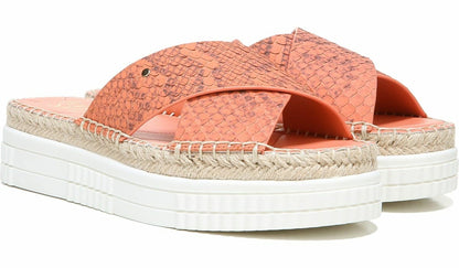 Franco Barb Platform Slide Sandal - Vivid Coral Leather