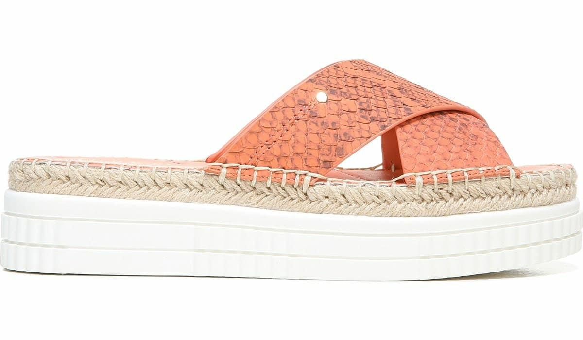 Franco Barb Platform Slide Sandal - Vivid Coral Leather