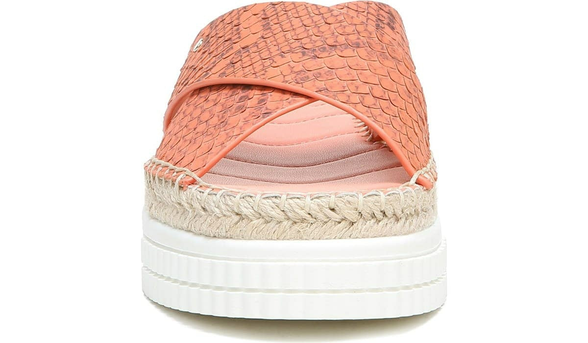 Franco Barb Platform Slide Sandal - Vivid Coral Leather