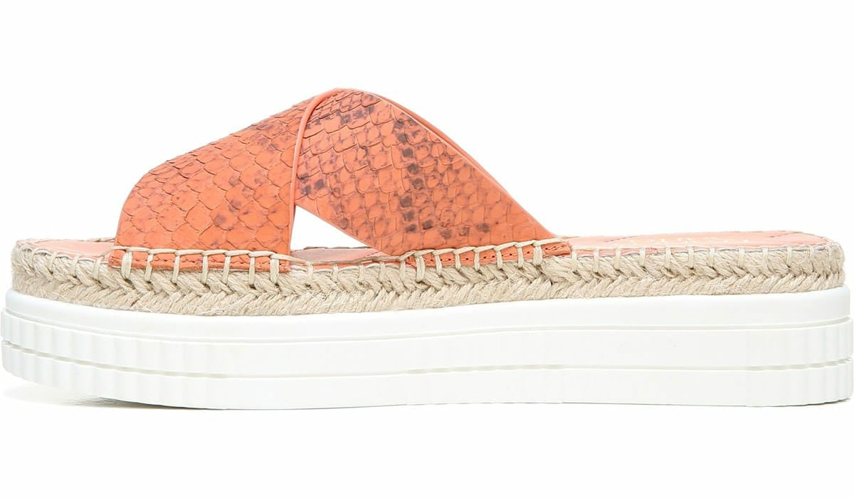 Franco Barb Platform Slide Sandal - Vivid Coral Leather