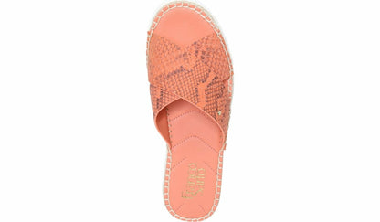 Franco Barb Platform Slide Sandal - Vivid Coral Leather