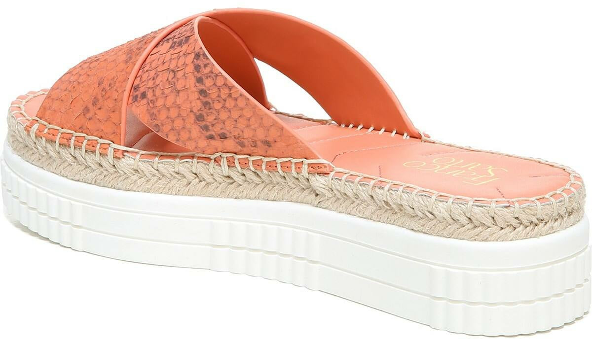 Franco Barb Platform Slide Sandal - Vivid Coral Leather