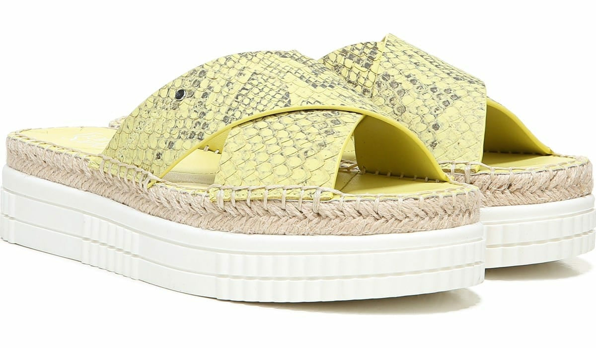 Franco Barb Platform Slide Sandal - Citron Leather